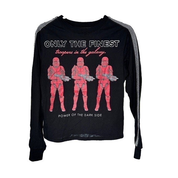 STAR Wars Sz S Black Long Sleeve Sparkle Top Only The Finest - Picture 1 of 3